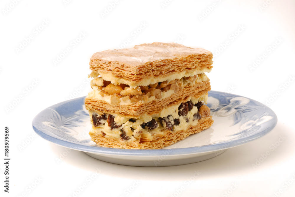 Multi-layer biscuit on th white background Multi-layer biscuit on th white background