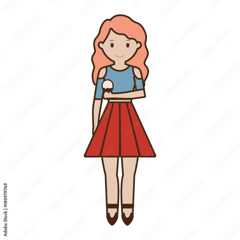 cartoon woman with ice cream icon over white background colorful design vector illustration cartoon woman with ice cream icon over white background colorful design vector illustration