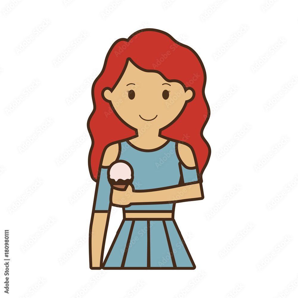 cartoon woman with ice cream icon over white background colorful design vector illustration cartoon woman with ice cream icon over white background colorful design vector illustration