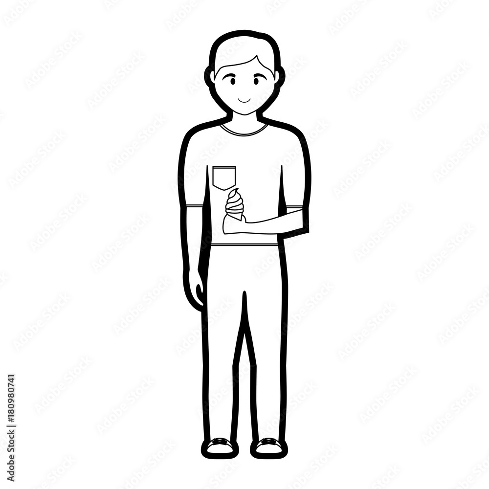 cartoon man with ice cream icon over white background vector illustration cartoon man with ice cream icon over white background vector illustration