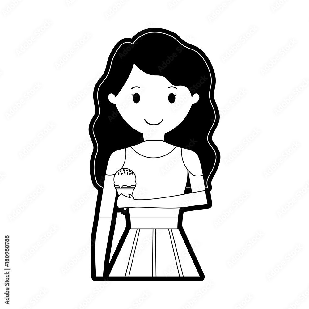 cartoon woman with ice cream icon over white background vector illustration cartoon woman with ice cream icon over white background vector illustration