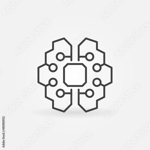 Artificial intelligence brain icon - vector AI technology sign