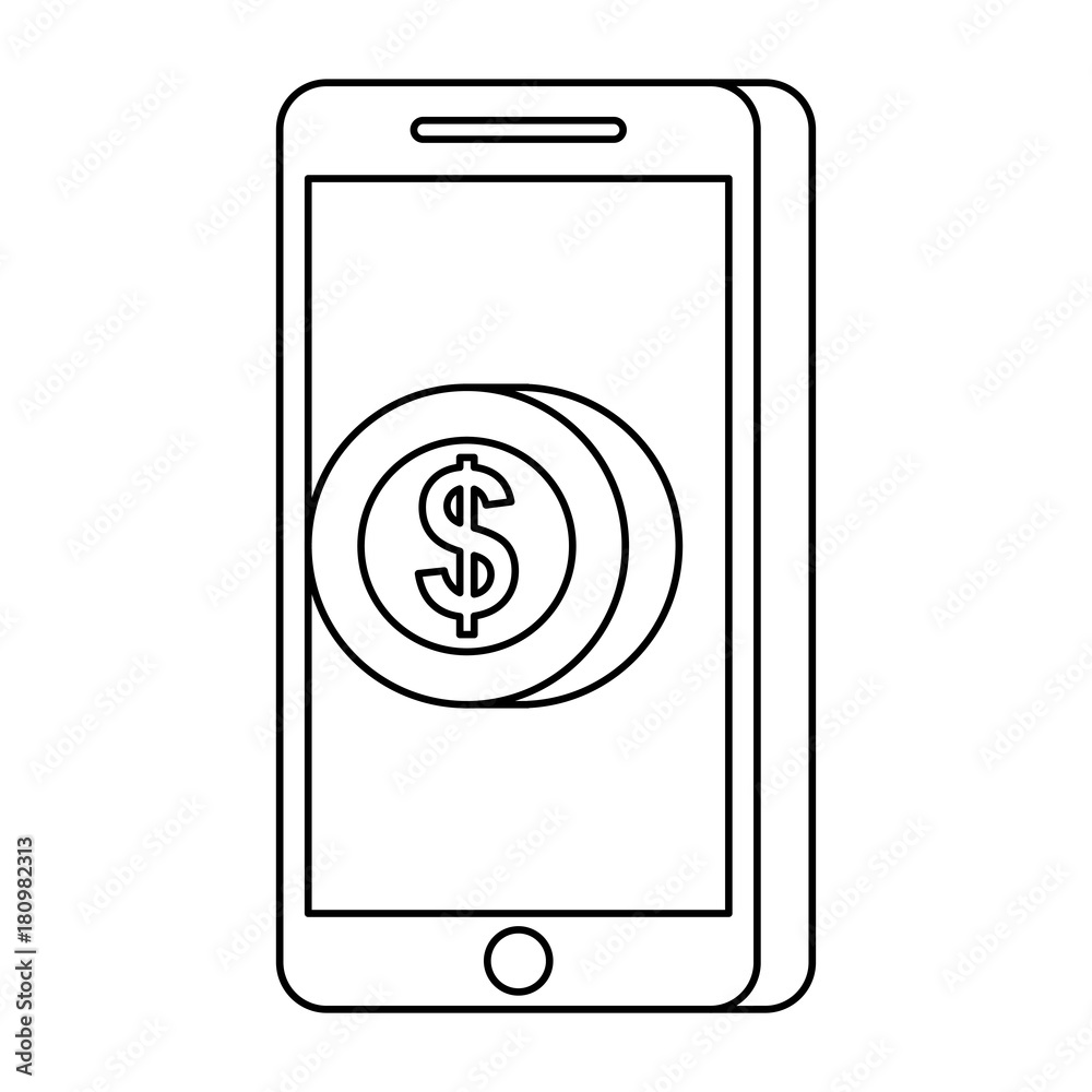 mobile phone pay coin money online technology vector illustration mobile phone pay coin money online technology vector illustration
