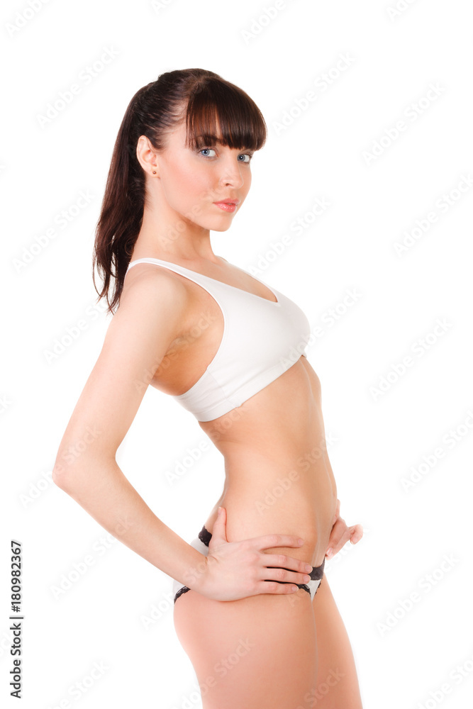 beautiful young woman with slim body in underwear isolated beautiful young woman with slim body in underwear isolated