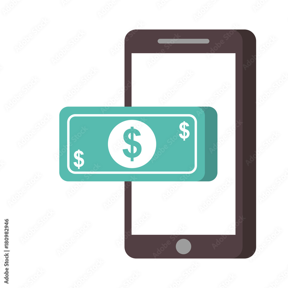 mobile phone money banknote payment online technology vector illustration mobile phone money banknote payment online technology vector illustration