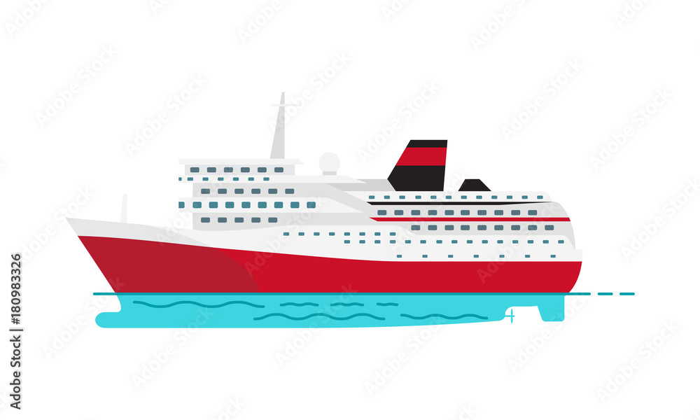 Spacious Luxury Cruise Liner and Big Red Steamer