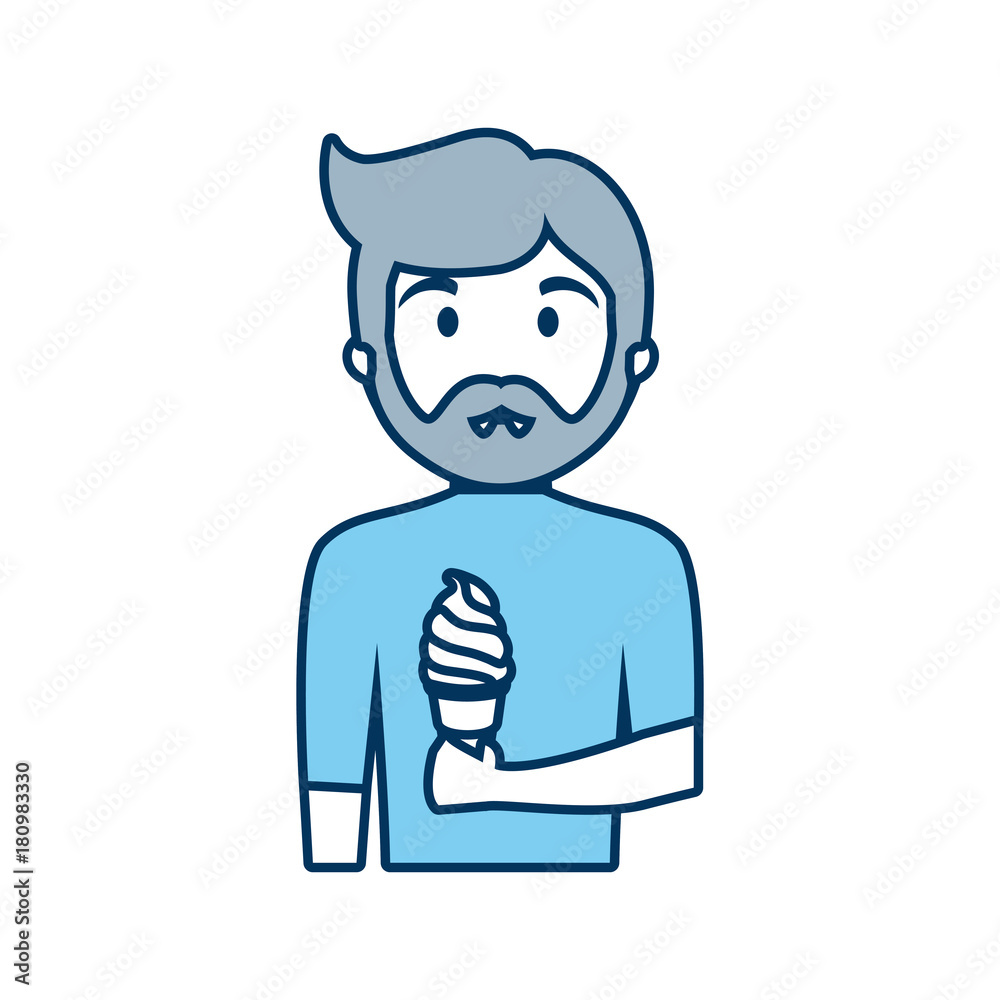 cartoon man with ice cream icon over white background vector illustration