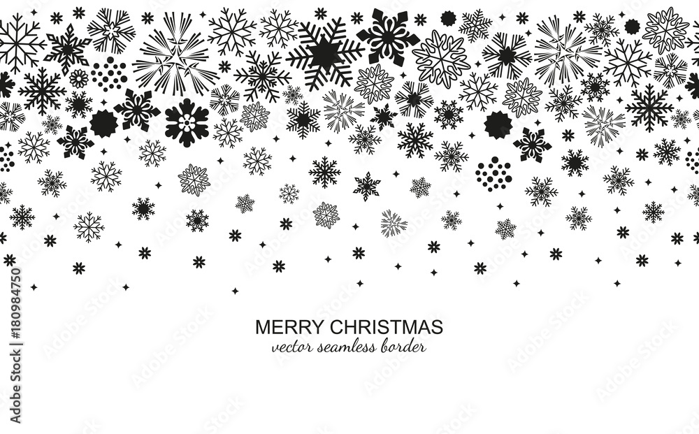 Festive Seamless Snowflake Header Isolated On White Background ...