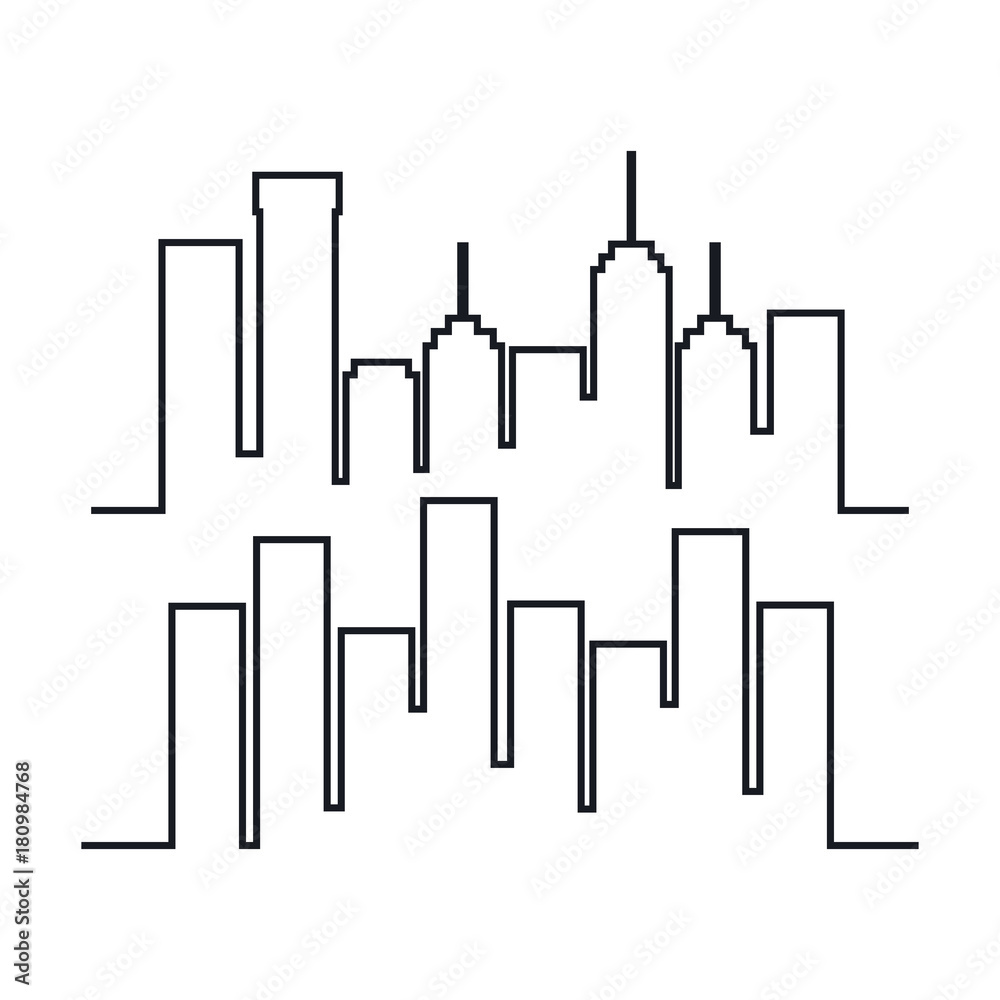 cityscape buildings set silhouette icon cityscape buildings set silhouette icon