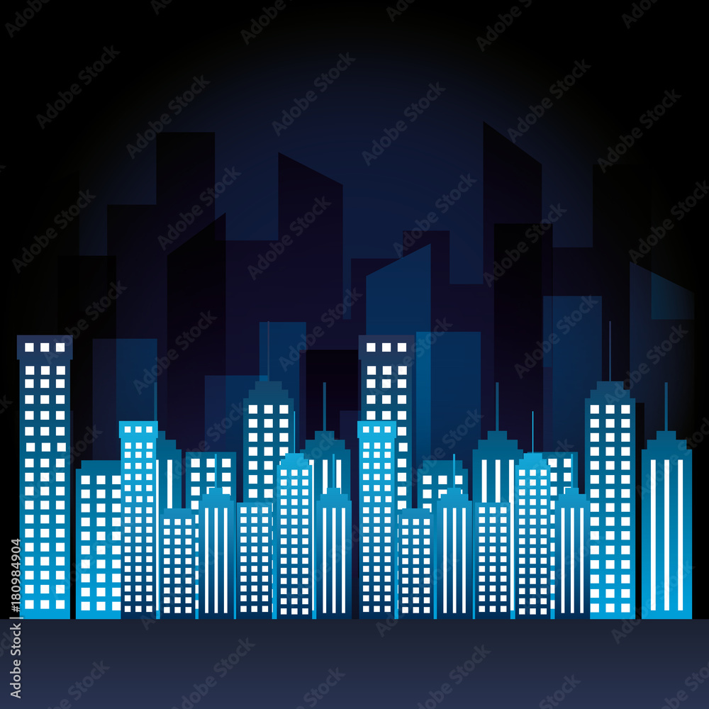 Plakat city scene at night