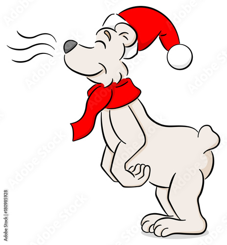 schnüffelnder Weihnachts Eisbär