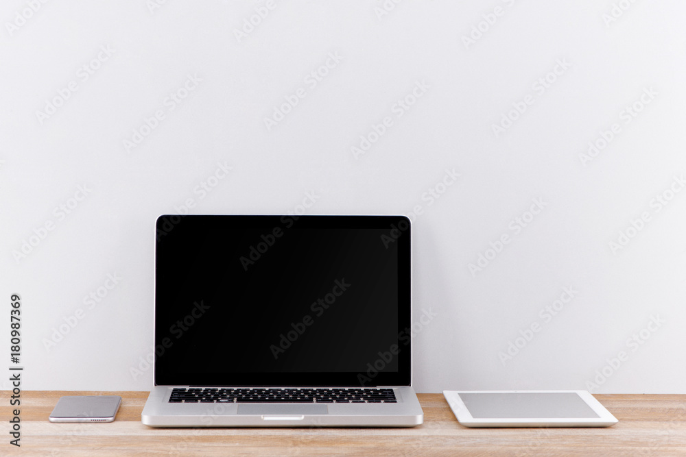 Workspace mockup with desktop computer screen isolated. Workspace mockup with desktop computer screen isolated.
