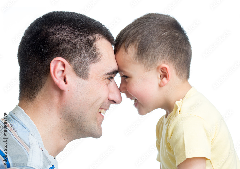 portrait of a father and his little boy isolated on white portrait of a father and his little boy isolated on white