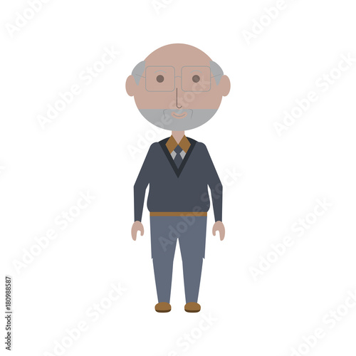 cartoon elderly man icon over white background colorful design vector illustration