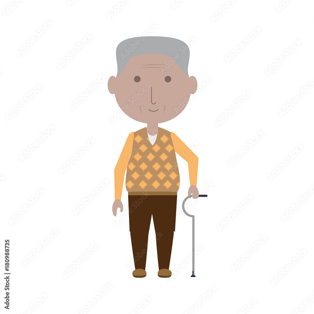 cartoon elderly man icon over white background colorful design vector illustration