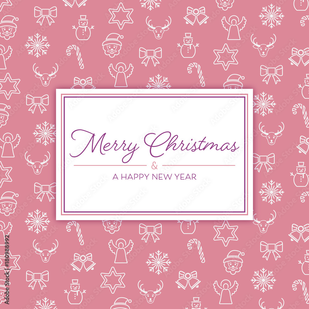 Merry Christmas - Hintergrund mit Icon's (Altrosa)