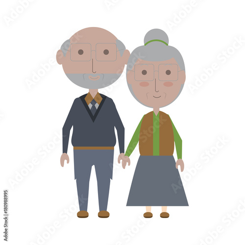 cartoon eldery couple icon over white background colorful design vector illustration