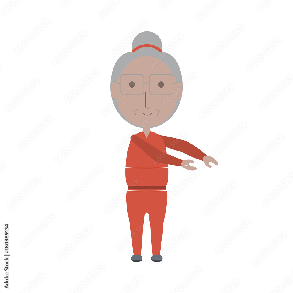 Elderly woman working out icon over white background colorful design vector illustration