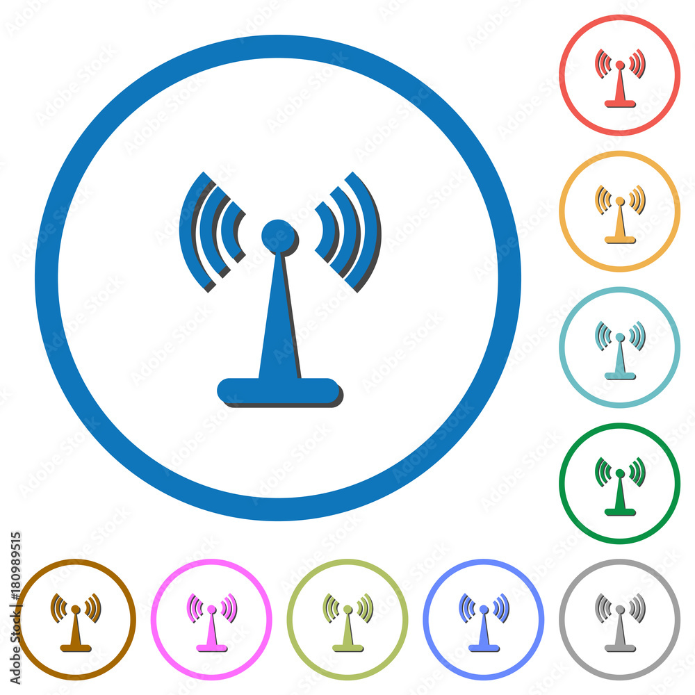 Wlan network icons with shadows and outlines Wlan network icons with shadows and outlines