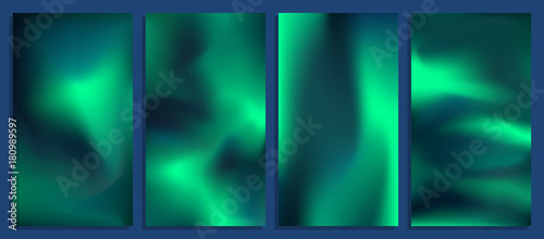 Vivid blurred holographic gradient backgrounds, vector colorful posters