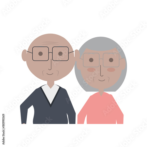 cartoon eldery couple icon over white background colorful design vector illustration