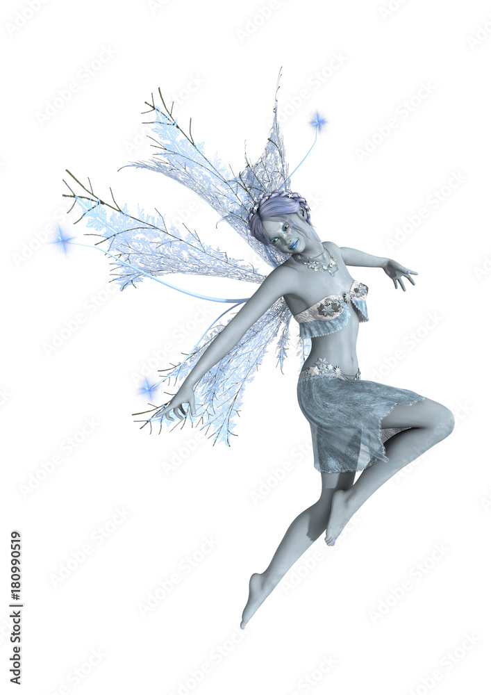 3D Rendering Winter Fairy on White 3D Rendering Winter Fairy on White