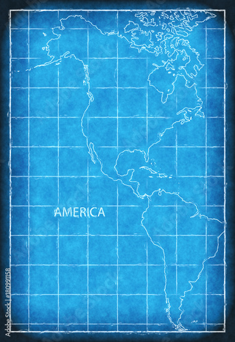 America map blue print artwork illustration silhouette