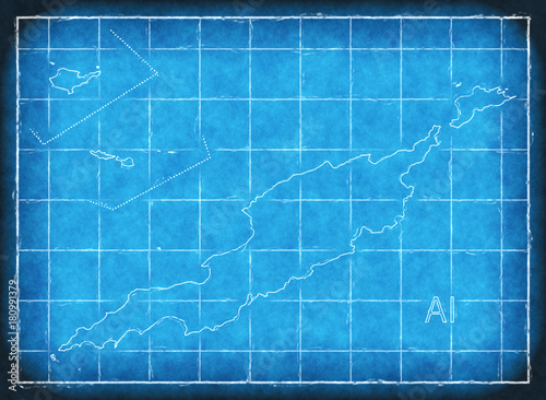 Anguilla map blue print artwork illustration silhouette