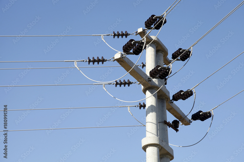 Electric wire on the pole, power Electric wire on the pole, power