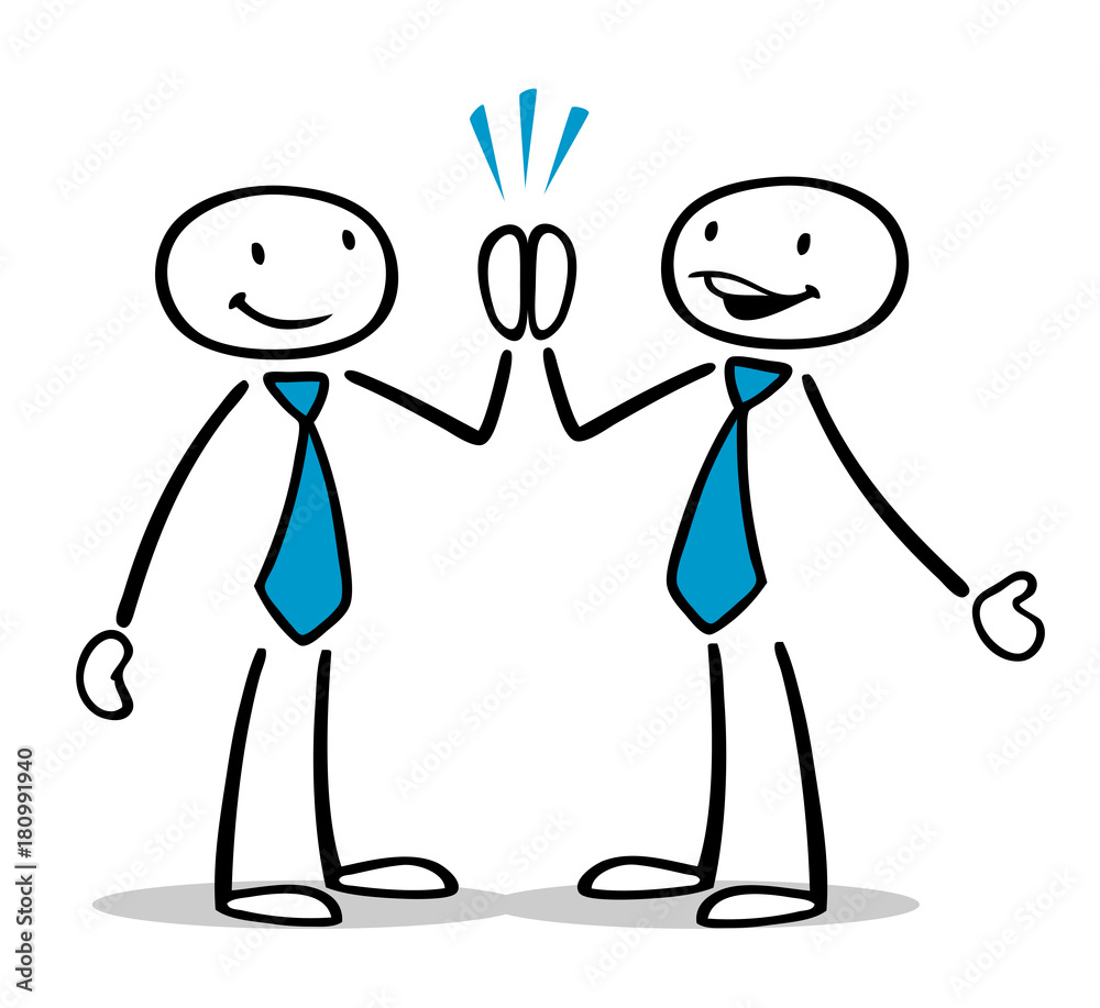 Zwei Cartoon Geschäftsleute geben High Five Stock Illustration Adobe