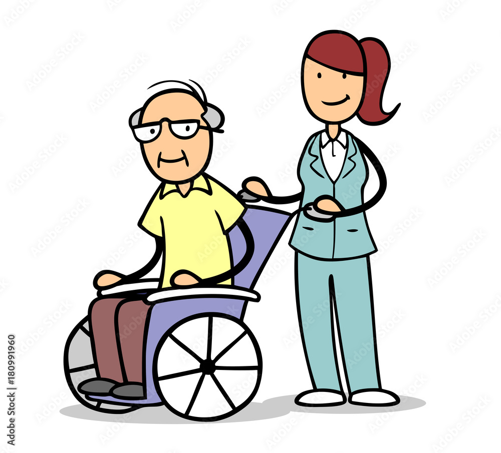 Altenpflege durch Krankenschwester bei Senior Stock Illustration