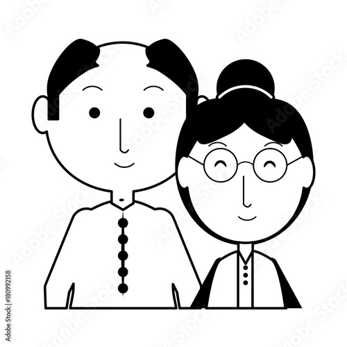 cartoon eldery couple icon over white background vector illustration