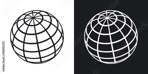 Vector global communications icon. Two-tone version on black and white background photo