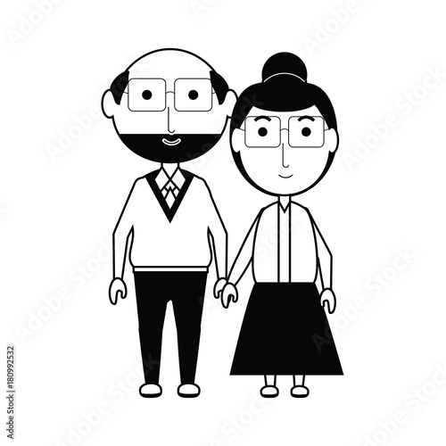 cartoon eldery couple icon over white background vector illustration