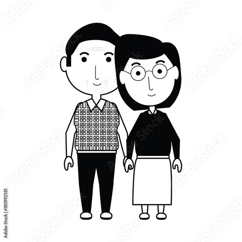 cartoon eldery couple icon over white background vector illustration