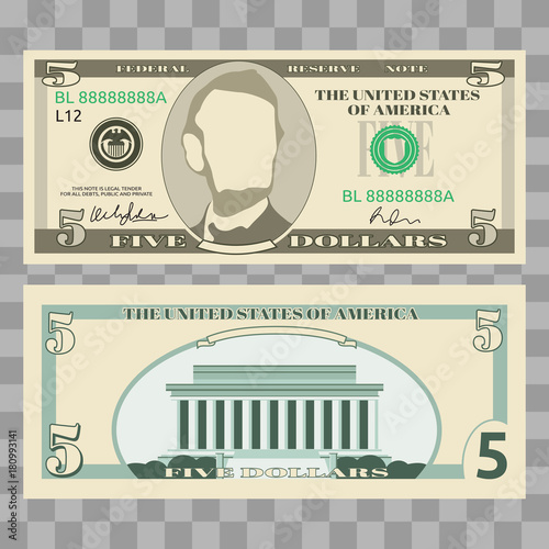 Dollar banknotes, us currency money bills