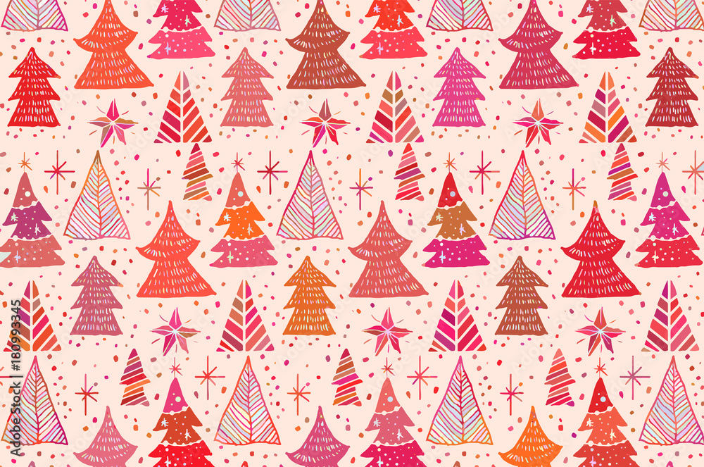 Abstract christmas background with christmas trees