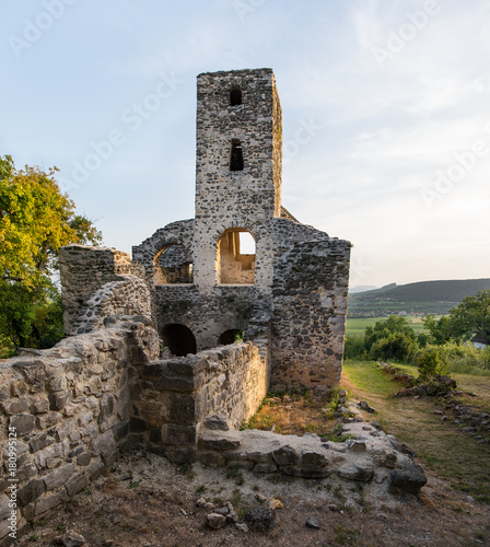 Church ruins on St Blaise hill near Lake Balaton, Hungary photo