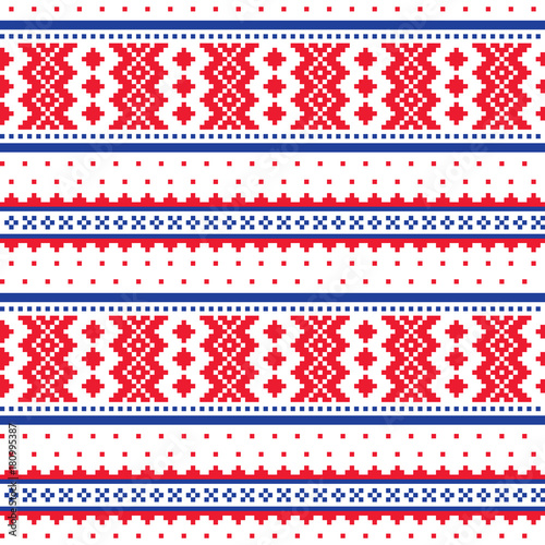 Winter cross-stitch vector pattern inspired by Sami people folk art in Lapland - Scandinavian, Nordic style