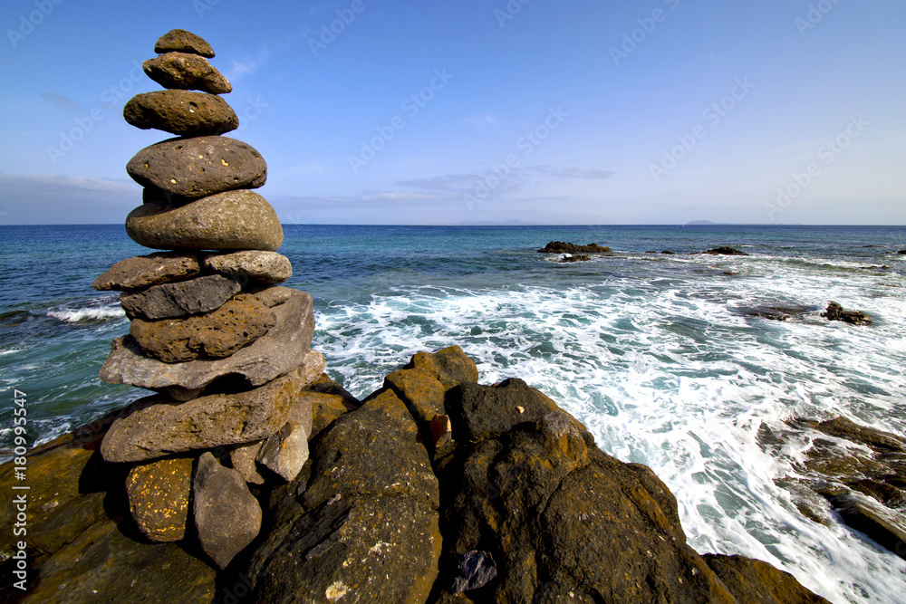 lanzarote coastline froth pond rock sky cloud and summer lanzarote coastline froth pond rock sky cloud and summer