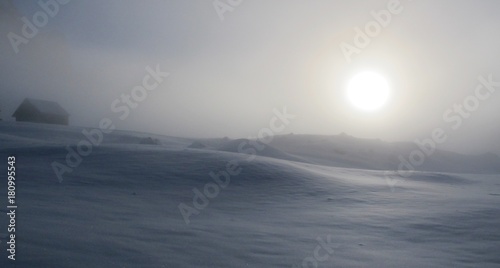 Schneelandschaft im Nebel