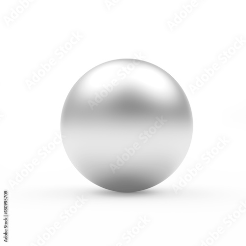 Silver metal sphere or ball isolated on white background. 3D illustration