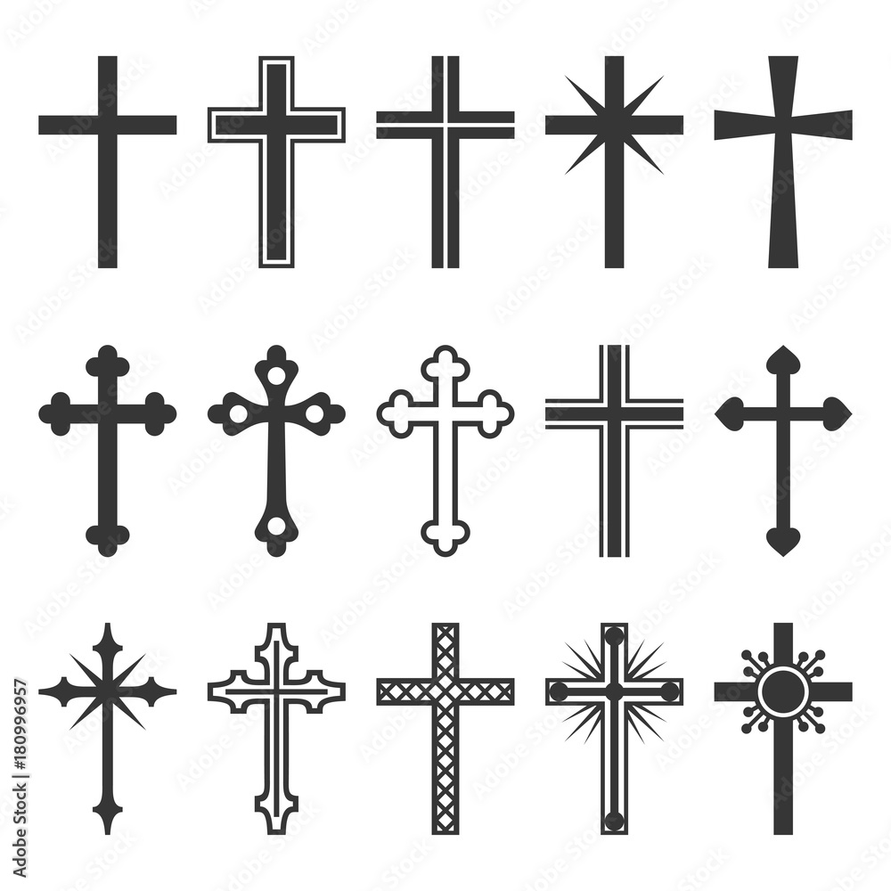 Christian Cross Vector
 Christian Cross Icons Set on White Background Vector Stock Vector