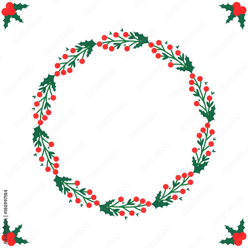 Christmas themed berries wreath background