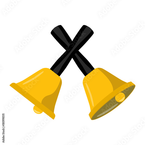 Vector illustration christmas golden bells with black grips isolated on white.