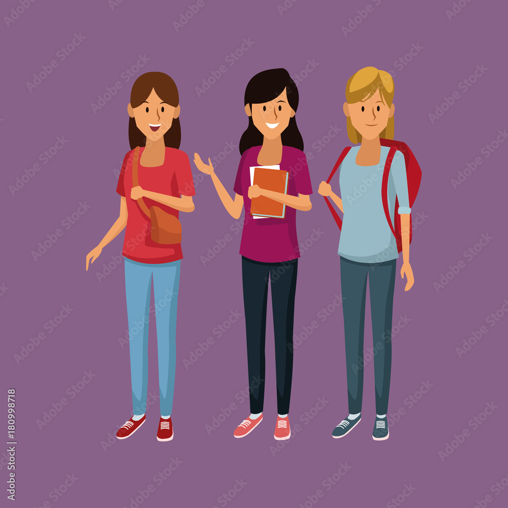 Fototapeta premium Young students cartoon