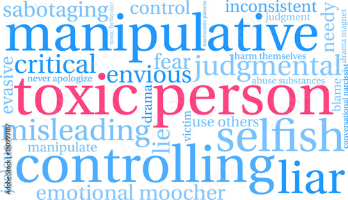 Toxic Person Word Cloud on a white background. 