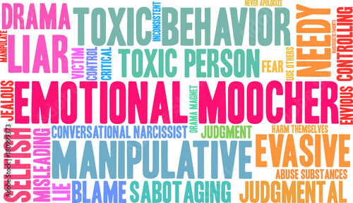 Emotional Moocher Word Cloud on a white background. 