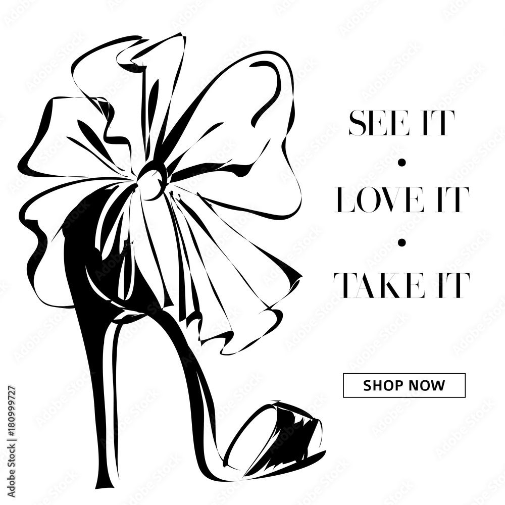 black and fashion high heels shoes promo online shopping social media ads web template with beautiful heels. Vector illustration Stock Vector | Stock