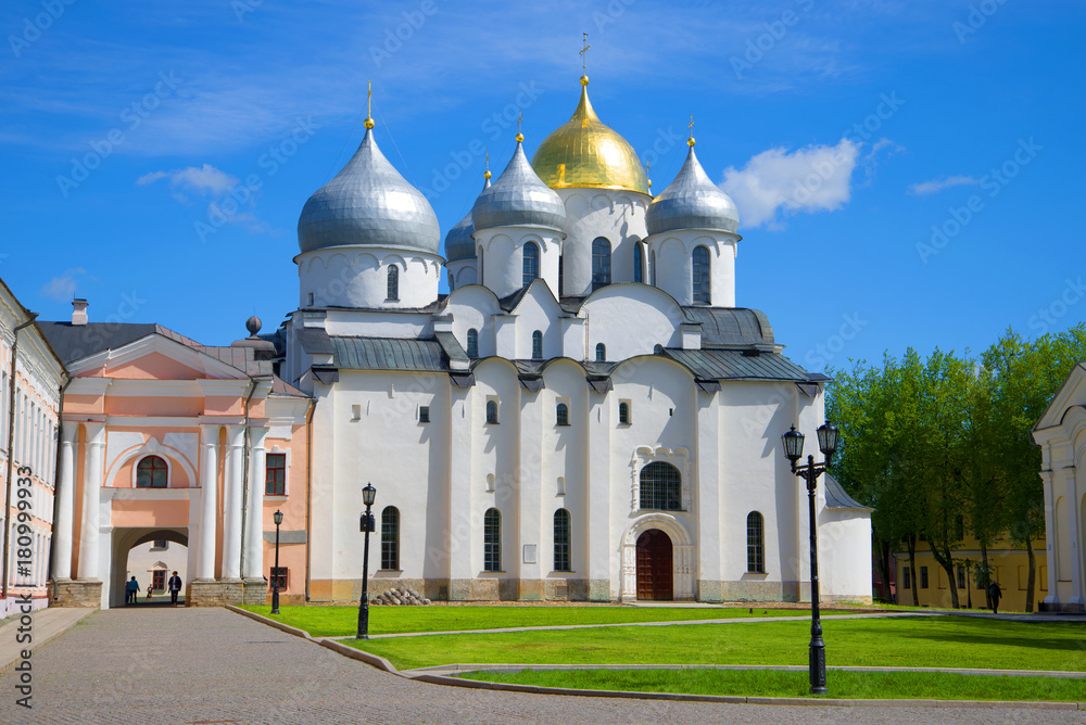 St. Sophia Cathedral on a sunny May day. The Kremlin of Veliky Novgorod, Russia St. Sophia Cathedral on a sunny May day. The Kremlin of Veliky Novgorod, Russia
